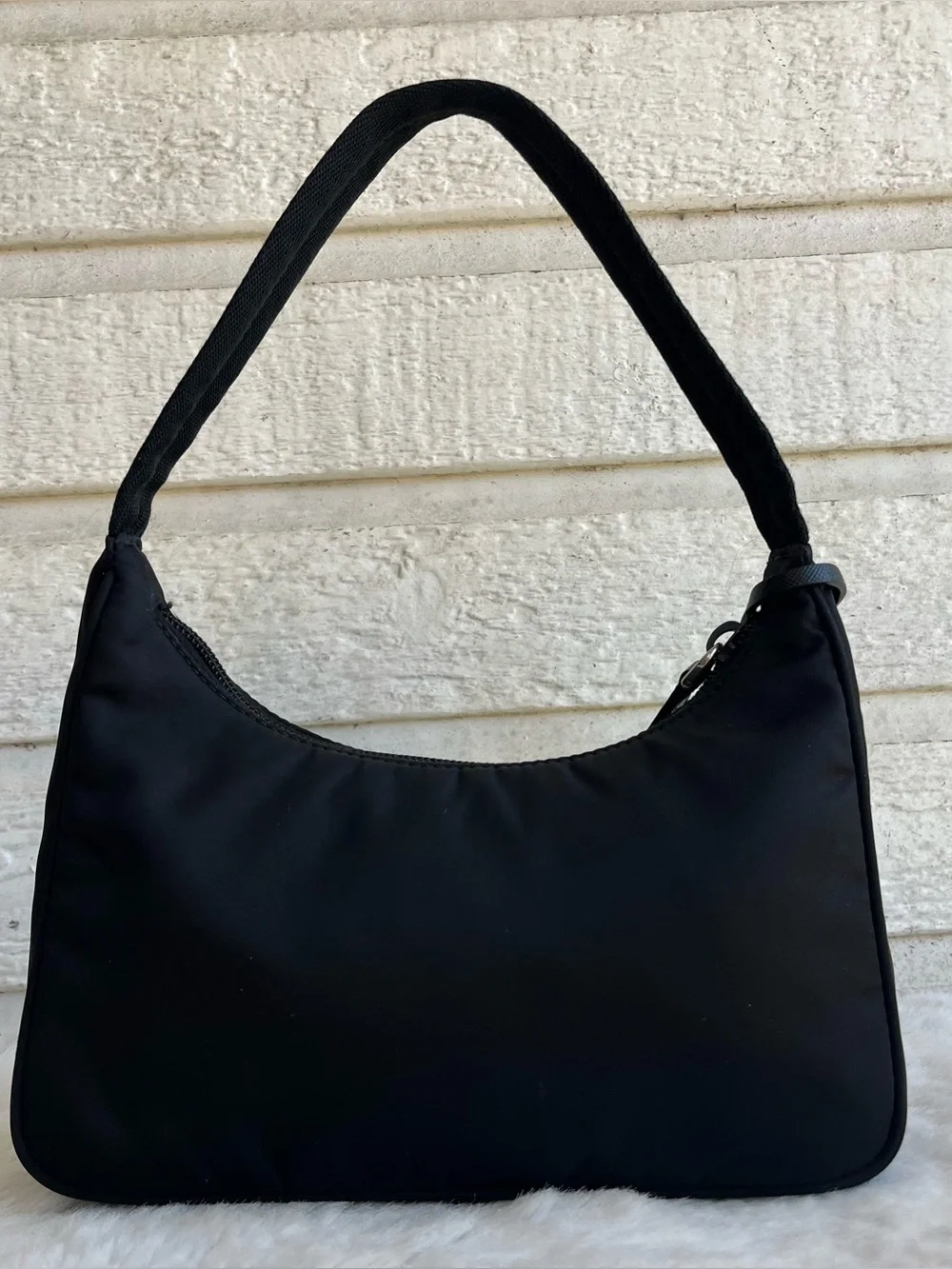 PRADA Re-Edition 2000 Black Nylon Hobo Baguette Shoulder Bag Galleria